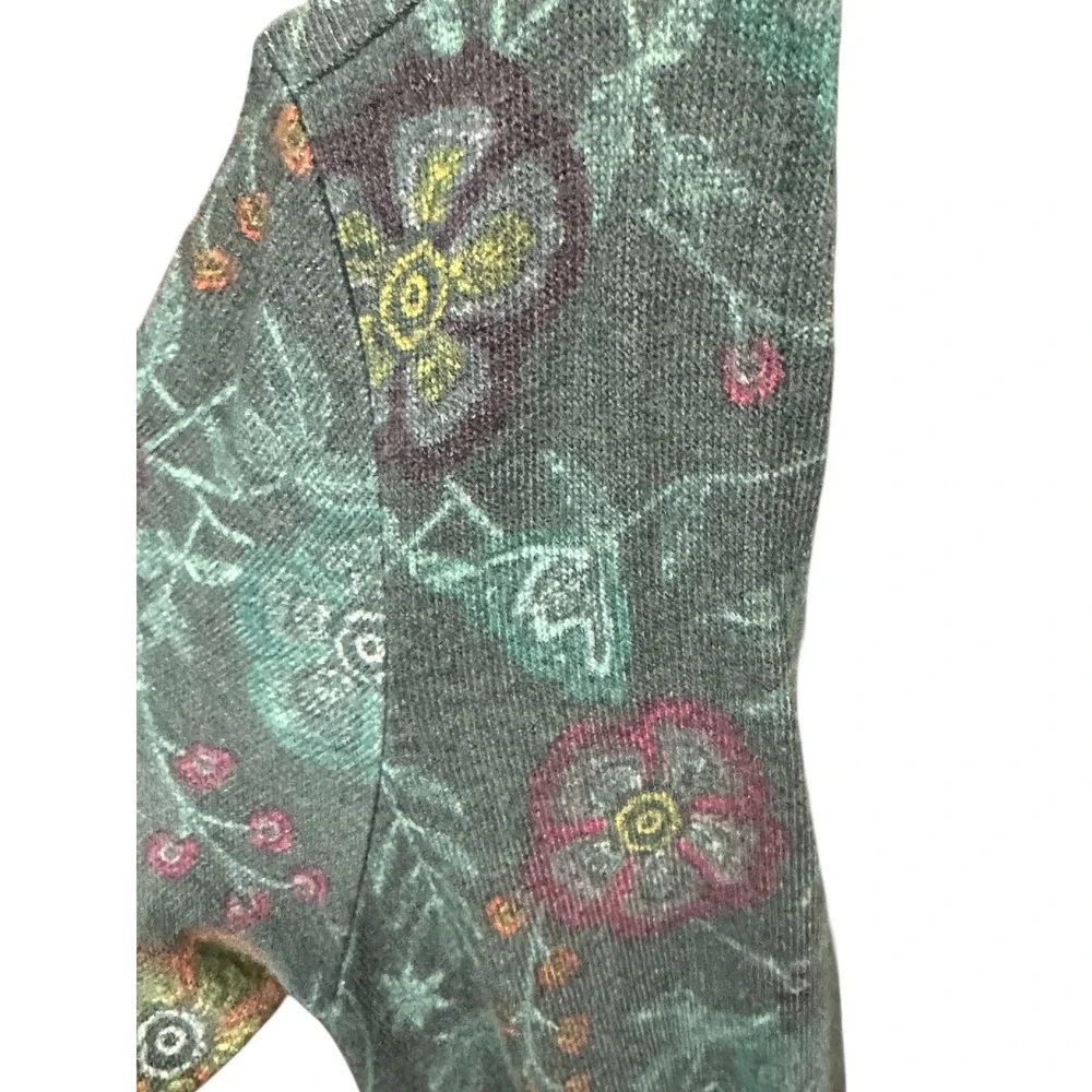 LuLaRoe Kids Girls Green Floral Cardigan Open Front Pocket Sweater‎ Sz 10